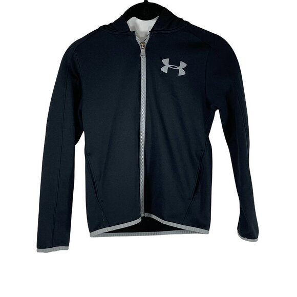 Under Armour Boy's Black Gray Zip Up Jacket S - Picture 1 of 6